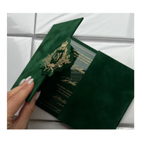 Tarjeta de Invitación de Boda Acrílica de Lujo con Lámina Dorada, Diseño Único y Personalizado, con Sobre de Terciopelo Trifold, Ecológica, para Fiestas y Festivales