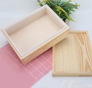 2200ml / 77oz Rectangle Silicone Molds for Soap Making , <b>Rubber</b> Liner with Wooden Box and Lid for DIY Handmade Soap - Product Image 4