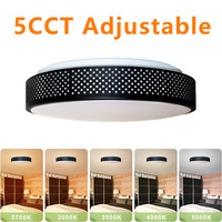 Plafonnier LED moderne minimaliste en métal noir de 14 pouces pour salon et couloir