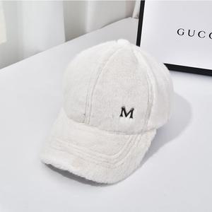 M Letter Rabbit Fur Velour Blended <b>Waterproof</b> 6-Panel <b>Cap</b> Unisex Autumn and Winter Plush Hat Sporty Formal Fashion Image Warm - Product Image 3