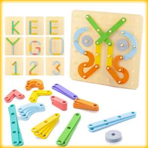 Letra <span class=keywords><strong>de</strong></span> <span class=keywords><strong>madera</strong></span> Número Construcción Rompecabezas Forma Color Clasificador Pegboard Actividad Tablero Ordenar Juego - Product Image 4
