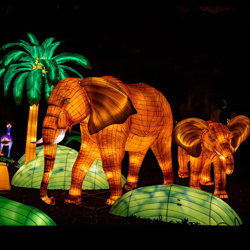 Lanterna de seda de led para festival do zoológico, adereços de festival, decoração de elefante
