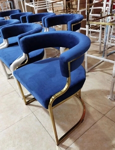 Factory Wholesale Custom Restaurant Cafe Metal Frame Dine <b>Armchair</b> Velvet Fabric Dining Chairs - Product Image 3