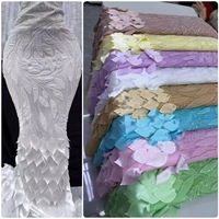 Tissu en dentelle brodé au laser 3D floral fait main de luxe pour robe de soirée Cheongsam DIY et costume de scène