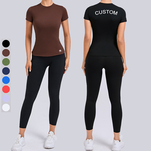 T-shirts de course pour femmes, entraînement en plein air, t-<span class=keywords><strong>shirt</strong></span> de fitness à séchage rapide, vêtements de sport ajustés, logo personnalisé, t-shirts pour femmes, haut à manches courtes - Product Image 1