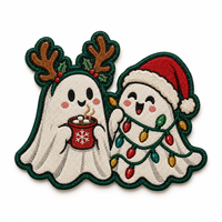 Patch brodé pour décoration de Noël, logo brodé par ordinateur, patch cadeau bonhomme de neige, patch thermocollant Père Noël en polyester