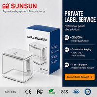 Système de filtration intégré SUNSUN pour aquarium en verre et plastique ultra-blanc avec pompe à eau et éclairage LED, idéal pour salon, bureau à domicile, bureau.