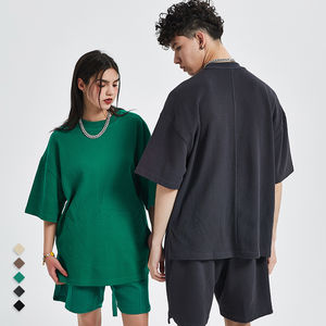 เสื้อยืดวอฟเฟิลแบบถักผ้าฝ้ายผสมโพลีเอสเตอร์เสื้อยืดใส่ได้ทั้งชายและหญิงโลโก้ออกแบบได้ตามต้องการ - Product Image 5