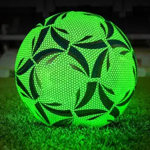 Bola de futebol luminosa refletiva, à noite, brilha, para adultos e crianças, tamanho 5, 4, pu, esportiva, para treino