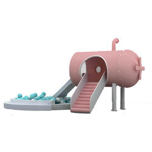 Toboggan en fibre de verre pour aire de jeux intérieure de maternelle avec structure d'escalade et piscine à balles - Product Image 4