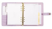 Agenda quotidien en cuir PU rose 6 anneaux, 3 fentes pour cartes classeur personnalisé carnet de notes personnalisé vente en gros