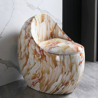 Nouveau design de salle de bain Commode au sol en céramique une pièce ronde motif marbre cuvette de toilette