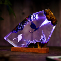 Lampe LED en résine anime personnalisée, art déco en époxy fait main, diorama, veilleuse, design moderne, cadeau personnalisé pour PC