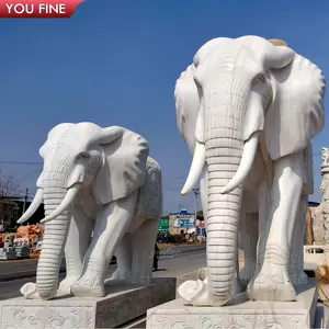 Statua di elefante in marmo di pietra intagliata da giardino all'aperto