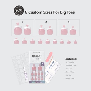 BTArtbox Uñas Postizas Francesas al por Mayor, Uñas Cuadradas de Gel Suave X Hechas a Mano, Puntas Francesas a Granel, Set de Uñas Postizas a Presión para los Pies - Product Image 5