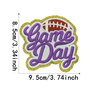 Nuevo tema deportivo colorido hierro en brillo bordado Rugby fútbol juego día banderín parches para Abrigo con capucha - Product Image 4
