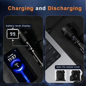 Hot <span class=keywords><strong>5</strong></span> chế độ USB sạc kỹ thuật số hiển thị điện Telescopic Zoom Hợp kim nhôm trắng <span class=keywords><strong>LED</strong></span> Ngọn Đuốc Đèn chiến thuật đèn pin - Product Image 5