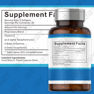 כמוסות קומפלקס ויטמין E של JBY 268 מיליגרם (400 IU) <span class=keywords><strong>D</strong></span>-אלפא, כמוסות רכות טבעיות, תמיכה יומית ליופי, תוסף תזונה לנשים בוגרות, OEM - Product Image 3