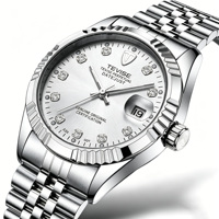 Montre mécanique automatique classique vintage pour homme avec date, verre minéral rond, index diamantés, en acier inoxydable, pour Role