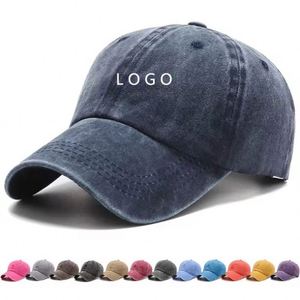 Wholesale Blank Vintage Unstructured Baseball Caps Custom 3D Embroidery Logo 6 Panel Washed Cotton Distressed Dad Hats - Product Image 1