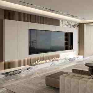 ชุดผนังสื่อทีวีไม้แบบปรับแต่งได้ทันสมัย | ที่เก็บของในตัวไฟ LED | ห้องรับแขกอพาร์ทเม้นท์บ้านเฟอร์นิเจอร์ | DP - Product Image 3