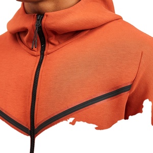 Logo personalizzato moda Streetwear tuta sportiva cotone poliestere Color Block Tech Fleece Sweatsuit Woven Full Zip Up felpa con cappuccio da uomo - Product Image 2