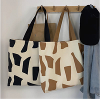 Tas Tote Kanvas Katun Leopard Kapasitas Besar Custom, Tas Belanja Kain Katun Motif Leopard Warna-warni untuk Wanita