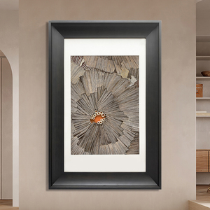 Décor à la maison moderne grande affiche murale en bois encadré papier Art mixte oeuvre 3D Vintage peinture - Product Image 6