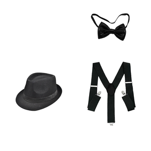 Costume de l'Époque de Gatsby pour <span class=keywords><strong>Homme</strong></span> des Années 20, Accessoires des Années 20, Vêtements en Polyester Noir - Product Image 1