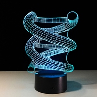 Lámpara Decorativa de Mesa de Diseño Moderno con Modelo de ADN 3D, Mini Luz Nocturna LED Acrílica con Control Táctil y 7 Colores Cambiantes