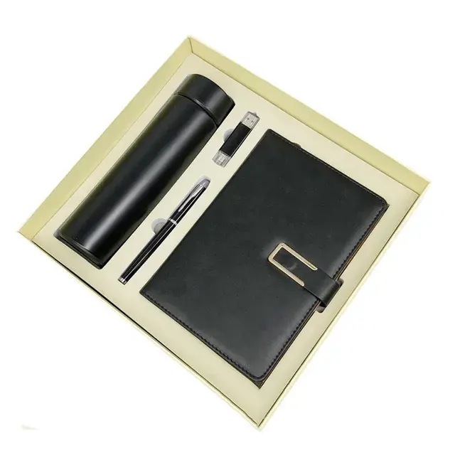 Vip innovative corporate gifts promotional vacuum mug thermal cup notebook pen card holder gift set