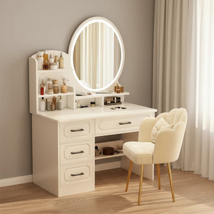 Meuble de maquillage et coiffeuse intégrés minimalistes modernes <span class=keywords><strong>avec</strong></span> <span class=keywords><strong>miroir</strong></span> de maquillage LED en MDF pour chambre à coucher - Product Image 5