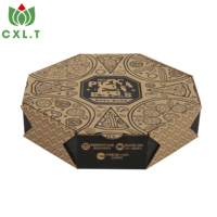 Boîtes à pizza carrées en carton ondulé jetables, imprimées sur mesure, biodégradables, écologiques, en matériaux recyclés, avec finition dorée brillante
