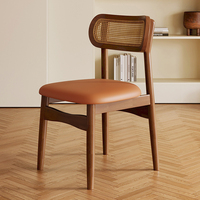 Chaise de salle à manger élégante en bois massif épaissi avec rembourrage en cuir et en coton, chaise de banquet de restaurant à dossier haut