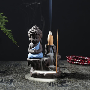 Professional Customized Resin Ceramic Crafts, Small Monk Incense <strong>Burning</strong> Home Decor Sculpture Custom - Product Image 5
