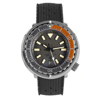Boîtier de montre en céramique saphir, montre étanche en caoutchouc, cadran gris, automatique et mécanique, 44MM, cadran gris, NH35A, étanche, 200