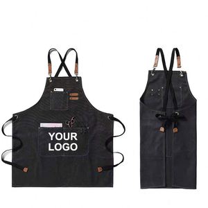 Custom Logo Waterproof Oil-proof 100% Cotton Canvas Cooking Kitchen <b>Aprons</b> Tool <b>Work</b> Florist Garden Stylish <b>Apron</b> for Men - Product Image 2