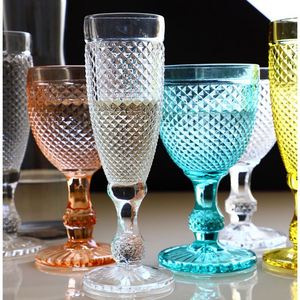 European Embossed Stemmed <b>Wine</b> Glass Multicolor Vintage <b>Goblet</b> Ideal for Wedding Ceremony Home Bar Daily Drinking Table Decor - Product Image 3