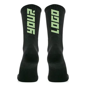 Черные мягкие спортивные носки с логотипом на заказ Crew Terry, дизайнерские спортивные пустые баскетбольные носки оптом, белые элитные носки для велоспорта