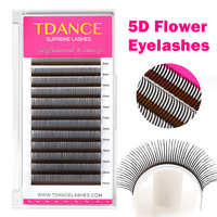 Extensions de cils 5D en PBT coréen, fabrication artisanale professionnelle, effet fleur, boucles C et D, 0,07 mm, 8-15 mm, effet camélia, vaporeux