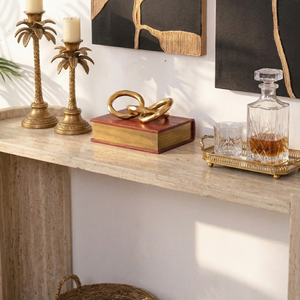Table <span class=keywords><strong>console</strong></span> en <span class=keywords><strong>bois</strong></span> avec placage en travertin beige, effet marbre, pour la maison et les hôtels, meubles de salon - Product Image 3