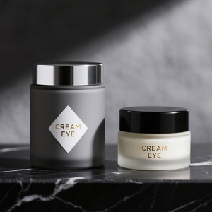 High Class 15g 30g 50g Round <b>Empty</b> Black Glass Eye Cream Cosmetic Jars With Square Paper <b>Box</b> - Product Image 6