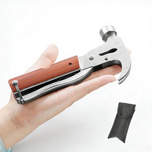 Marteau de sécurité multifonctionnel 4-en-1 pour voiture, brise-vitre, coupe-ceinture, outil d'évacuation d'urgence avec poignée en bois - Product Image 2