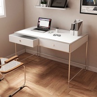 Table de maquillage moderne et simple en acier inoxydable, bureau de coiffeuse pour chambre à coucher, bureau d'ordinateur pour petit appartement