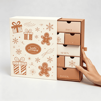 Calendario de Adviento de 24 Días con Impresión Personalizada, Caja Sorpresa Navideña, Caja de Papel Ecológica