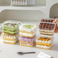 Boîte d'emballage pour gâteaux - Boîte à tiramisu - Boîte carrée transparente réutilisable pour desserts et pâtisseries, avec couvercle, de qualité alimentaire