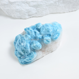 Larimar Natural de Calidad, Piedras Talladas de Larimar Azul, Tortuga Marina de Gran Tamaño, Decoración de Larimar, Directo de Fábrica - Product Image 2