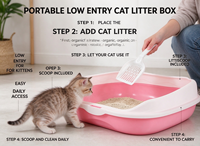 Bac à litière pour chat portable à ouverture supérieure, pour chatons, avec système de collecte des déchets, entrée basse, anti-éclaboussures, plateau en plastique avec pelle à litière, OEM