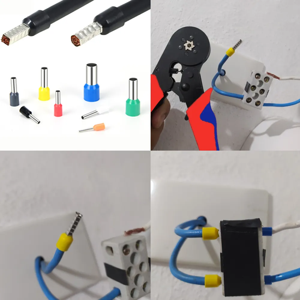 HSC8 6-4A Tang Crimper 23-7AWG 0.25-10mm Quadrilateral Ratcheting Ferrule Alat Crimper untuk Terminal kawat