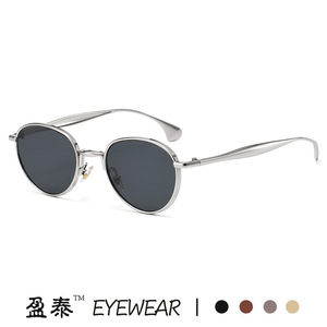 Oval Metal <b>Sunglasses</b> Silver Frame <b>Blue</b> Lens UV400 Protection Women's Fashion Retro Style - Product Image 2